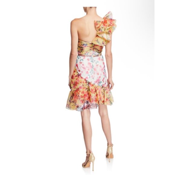 Marchesa Notte Ombre Sequin One-Shoulder Flutter Dress Size 6 Retails $895 - Picture 3 of 7
